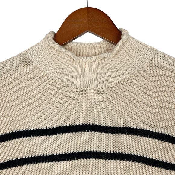 Dokotoo Sleeveless Sweater Beige Black Stripe Mock Neck Women's S - Picture 2 of 7